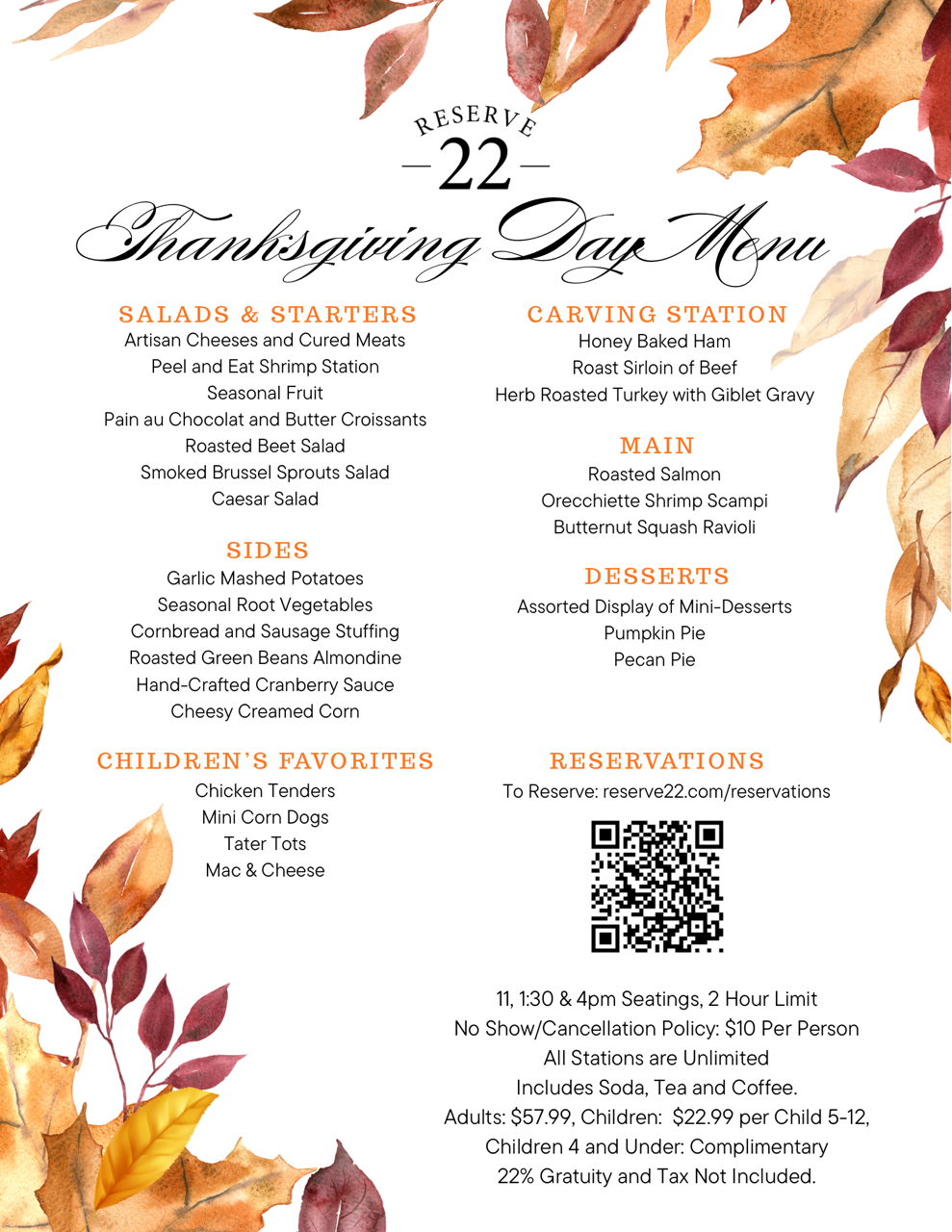 Brown orange Minimalist Elegant Floral Autumn Happy Thanksgiving Menu