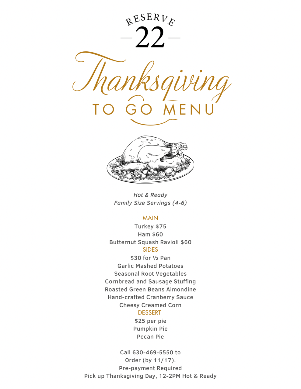 White Elegant Thanksgiving Dinner Menu