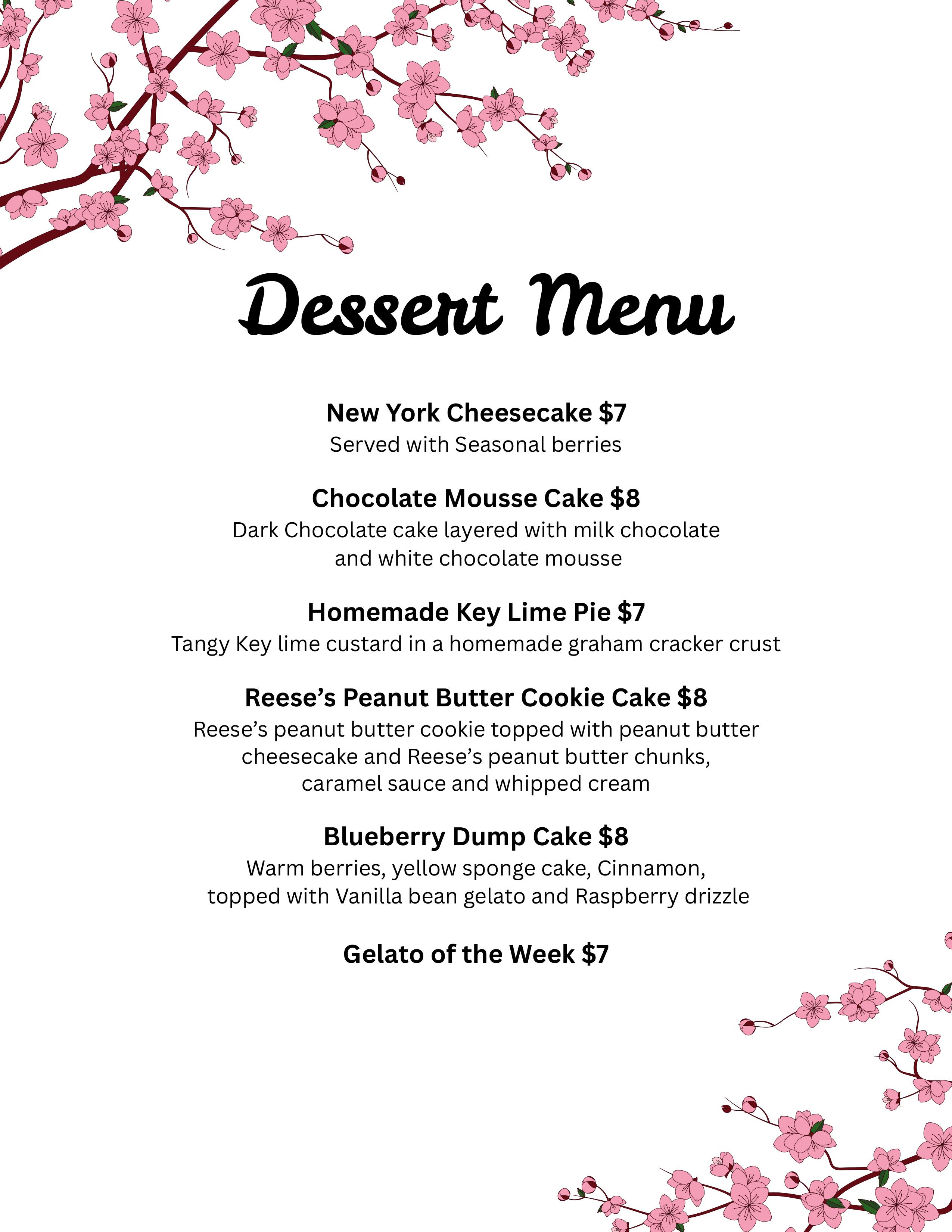 Dessert Menu