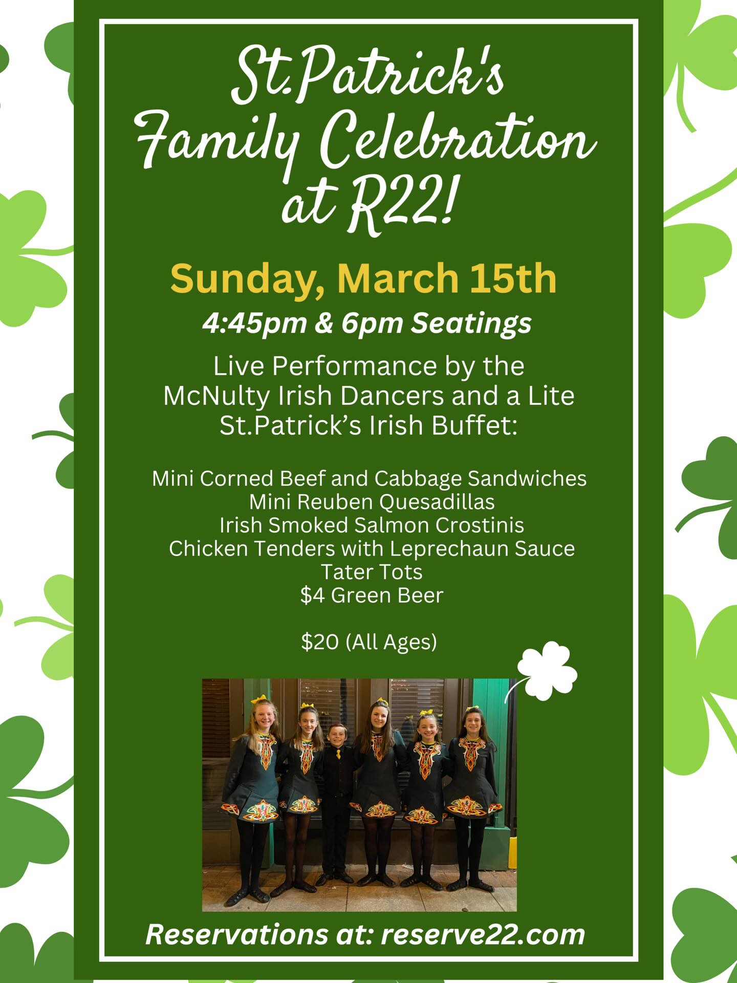 Copy of Emerald Green Happy St. Patricks Day Clover Your Story 24 x 36 in